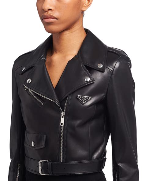 prada leather jacker|Prada leather biker jacket.